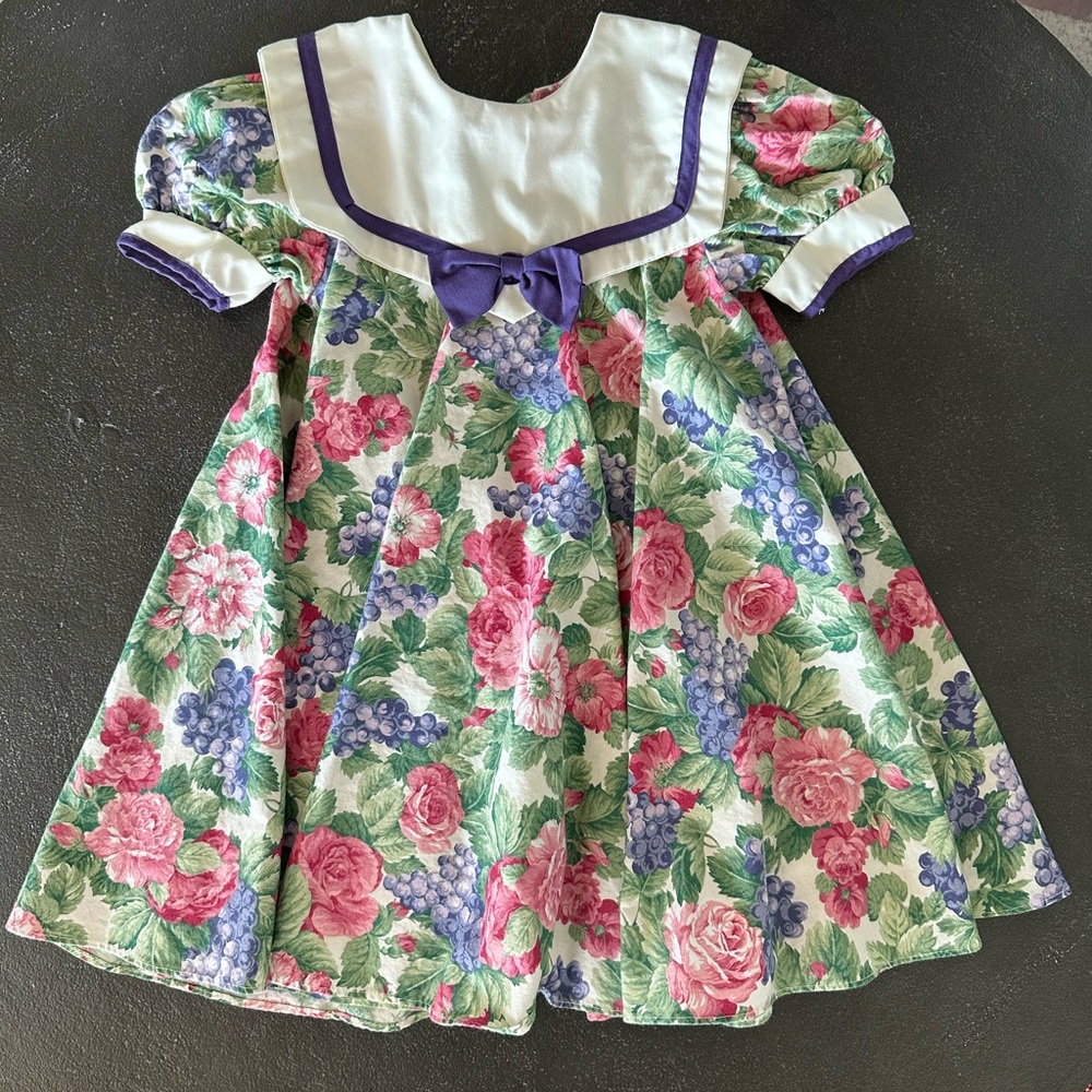 Jo Lene Floral Dress with Purple Bow